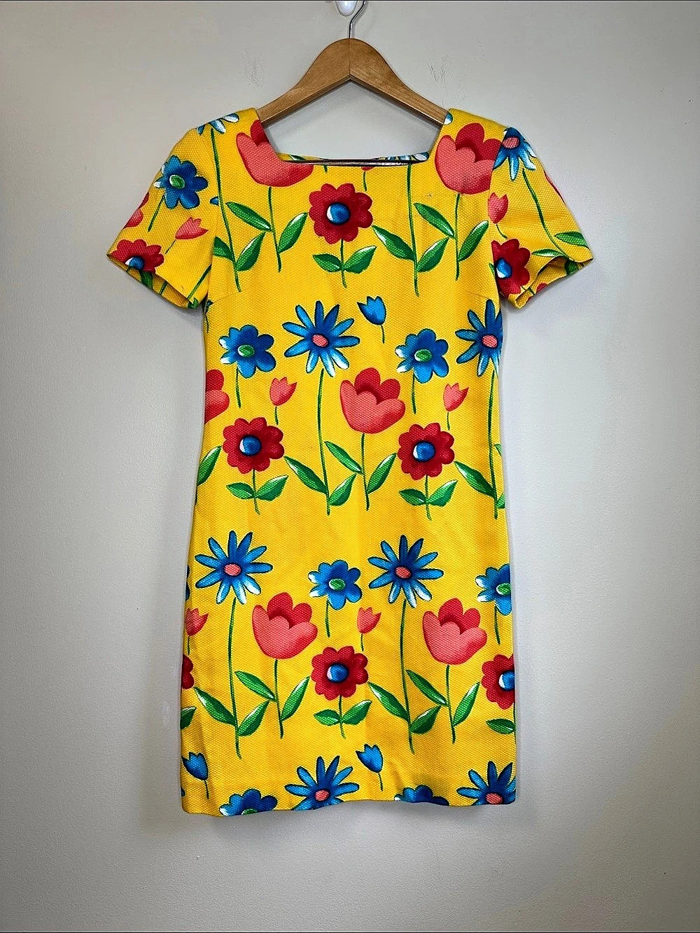 Vintage Evan-Picone Dress Petite Floral Mini Dress Yellow Size 4P